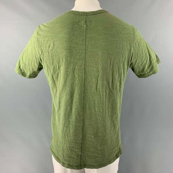 RAG & BONE Olive Textured Cotton Crew-Neck T-shirt - Picture 3 of 5